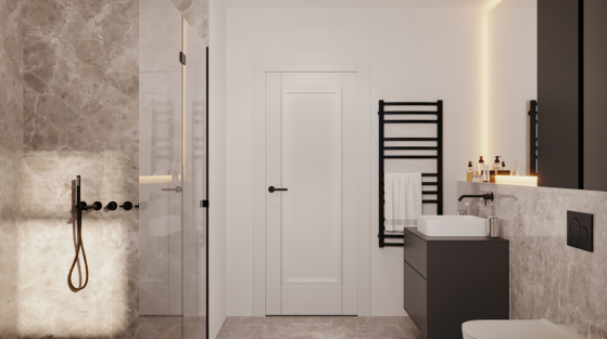 Modernes Badezimmer mit Natursteinoptik